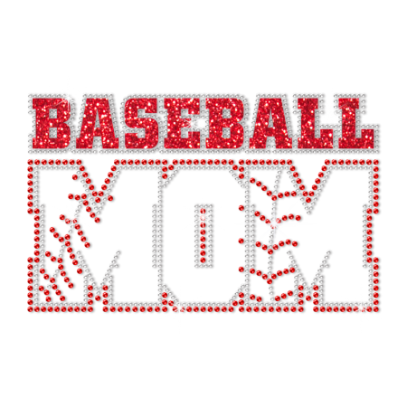 Sparkling Baseball Mom Heat Press Rhinestone Glitter Transfer